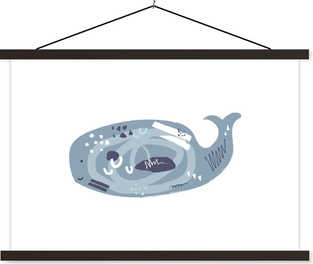 MuchoWow Textilposter Wal - Grau - Pastell 150x100 cm mit schwarzem Rahmen - Schlafzimmer