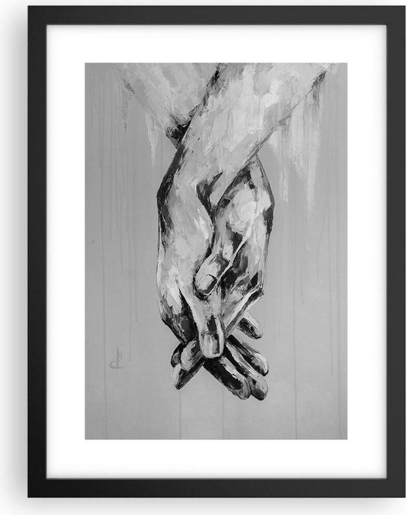 Gerahmtes Poster - Schwarzer Rahmen - Handschriftlich Hände Schwarzweiß - 30x40 cm - Wand Bild - Wanddeko - Wandbilder - Kunstposter - Wandposter...