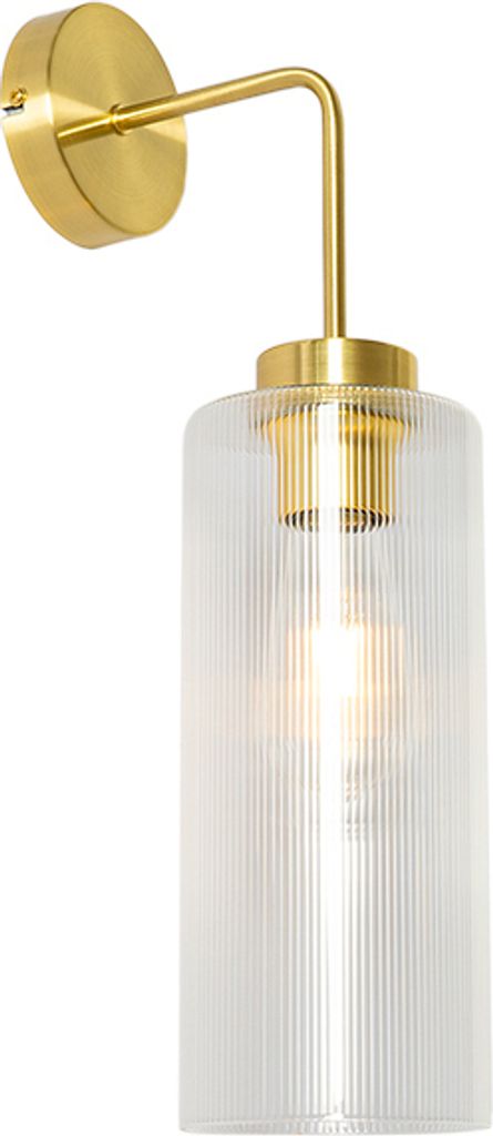 QAZQA - Art Deco Art-Deco-Wandleuchte Gold I Messing mit Glas - Laura I Wohnzimmer I Schlafzimmer - Rund - LED geeignet E27