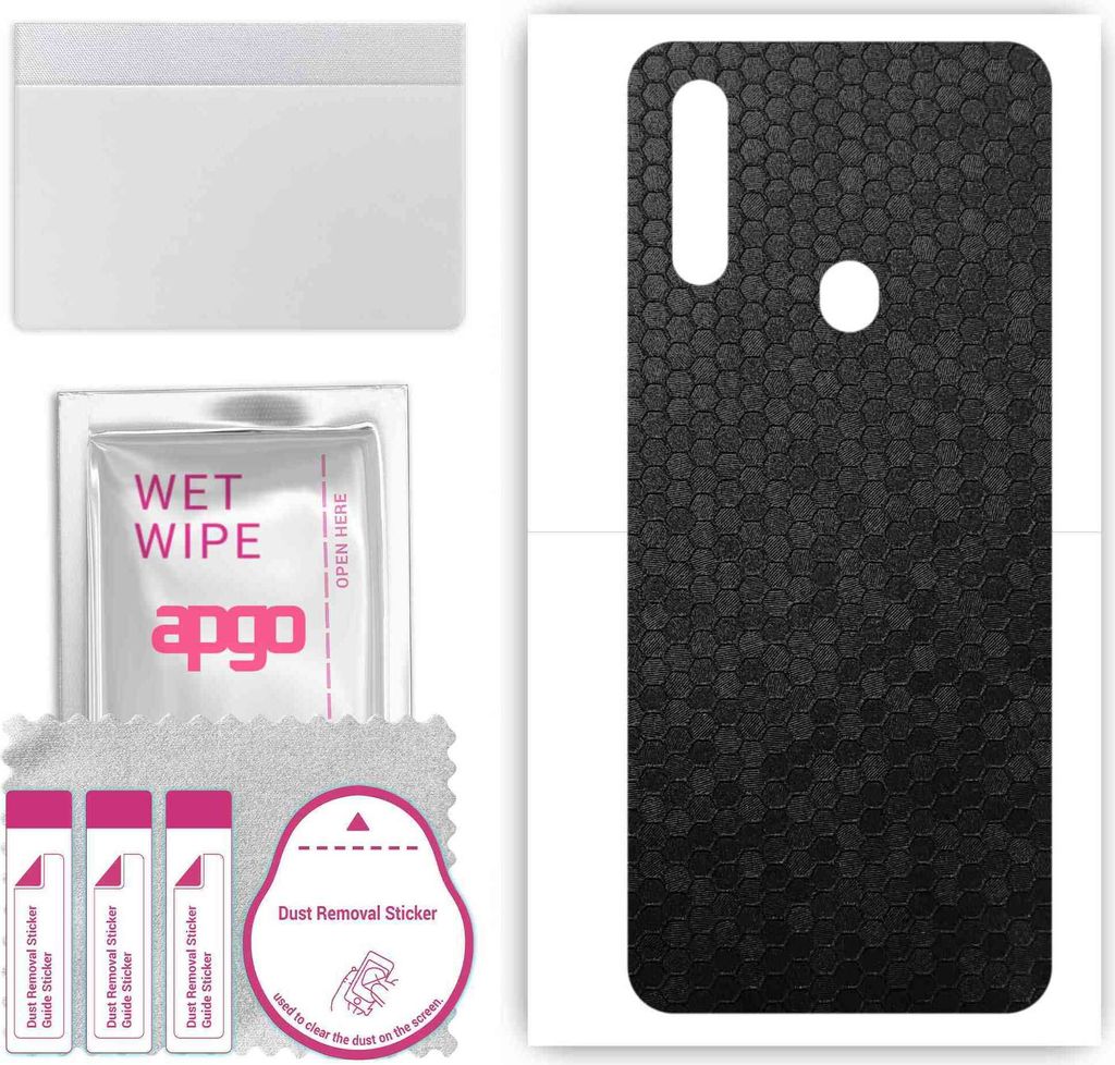 apgo Rückseite Schutzfolie, Skin, kompatibel mit Oppo A8, Hinten Displayschutzfolie aus Vinylfolie, kratzfest, einfache Montage - Schwarze Honigwabe
