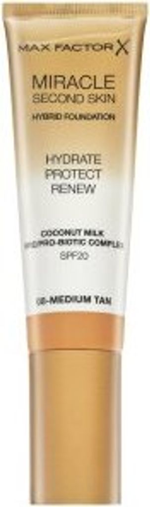 Max Factor Miracle Second Skin Hybrid Foundation SPF20 08 Medium Tan langanhaltendes Make-up mit Hydratationswirkung 30 ml