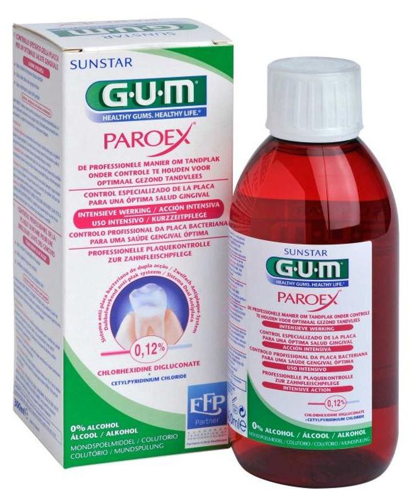 Mundspülung, GUM, ParoEx, gegen Zahnfleischentzündung, mit Produktbild 