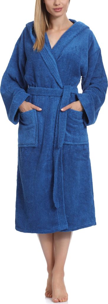 Ladeheid Damen Frottee Bademantel aus 100% Baumwolle LA40-193 (Kornblume-28 (Gramatur 400), S)