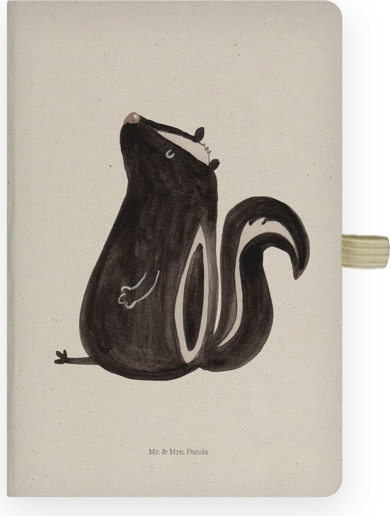 Mr. & Mrs. Panda Journal Stinktier Sitzen - Transparent - Geschenk, notizbuch, Büro, Spruch, Tagebuch, Recht, Skizzenbuch, Skunk, Raubtier, a4, Sk...