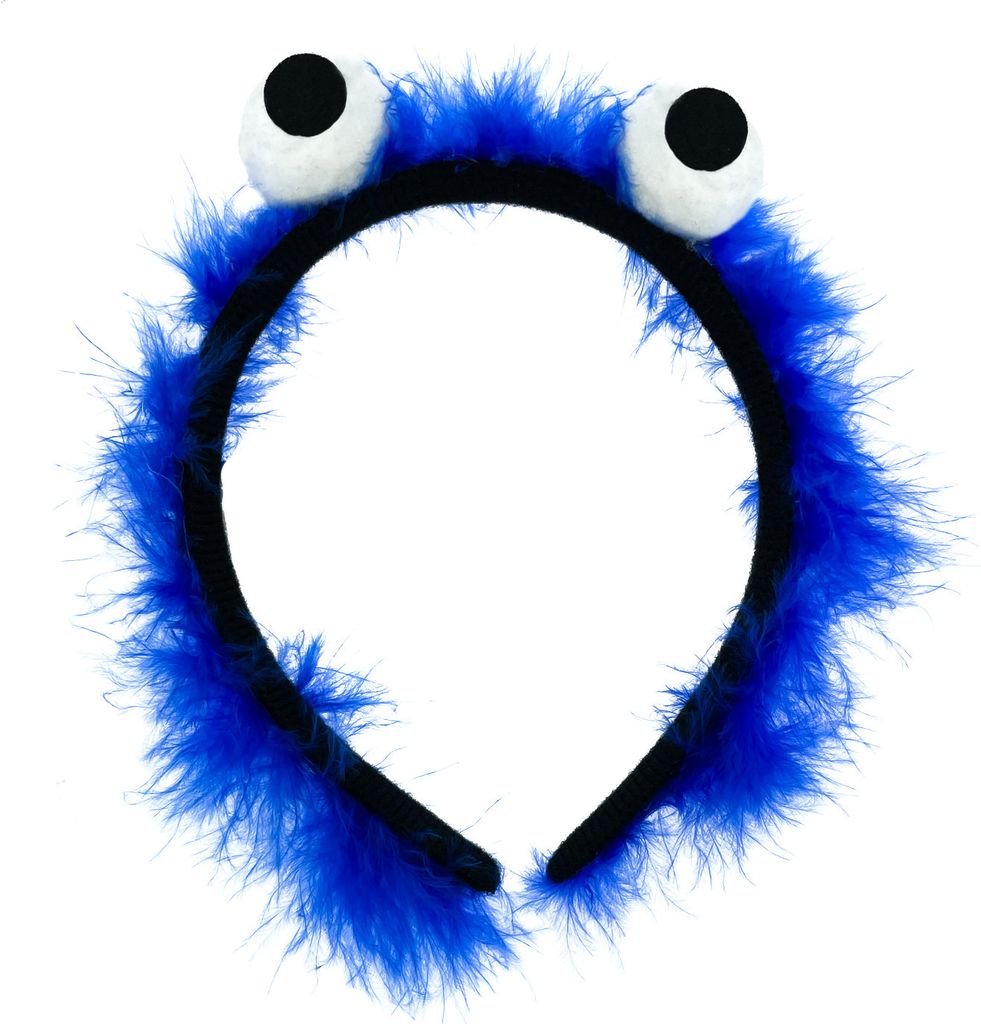 Oblique Unique Haarreifen Monster mit blauen Federn und Produktbild 