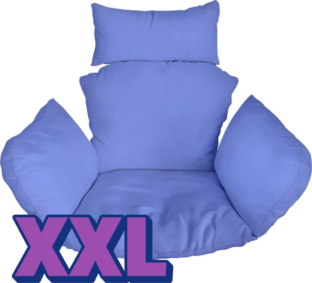 Hängesessel Kissen, XXL, Polster, Auflage für Polyrattan & Rattan Hängeschaukel, Rückenkissen für Hängesitz, Blau [114]