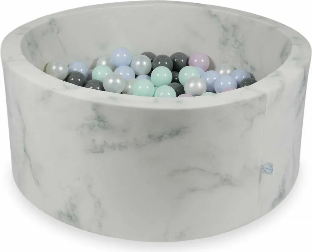Piscine à balles 90x40 Marbre avec 300 balles menthe rose et gris