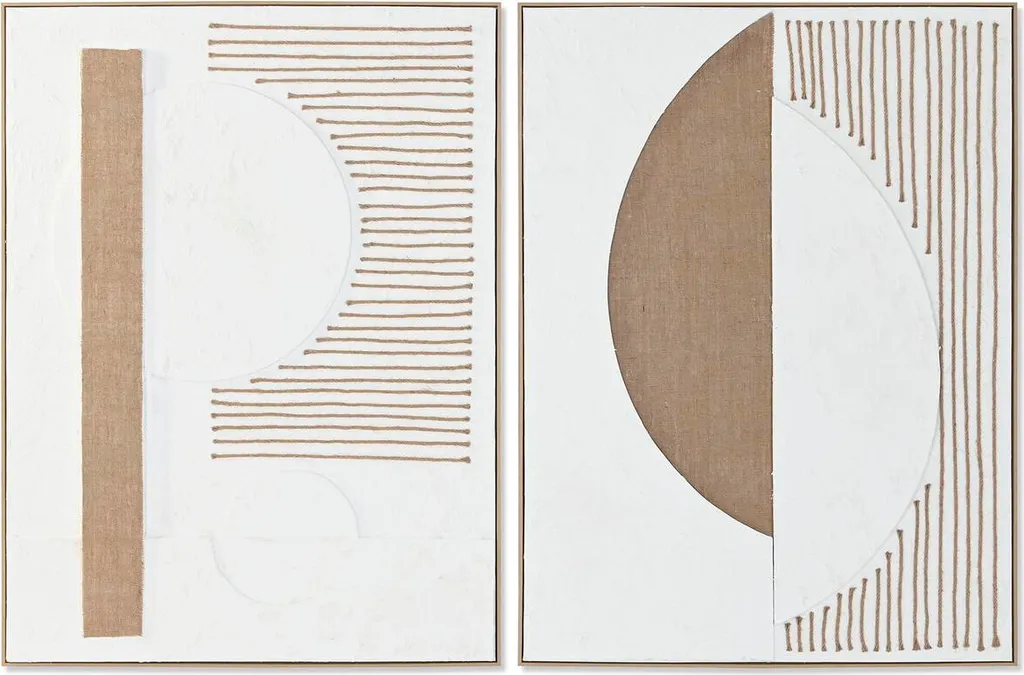 Illuminez votre Intérieur avec le Tableau ESPRIT Blanc Abstrait 122,5 cm - 2 Pcs