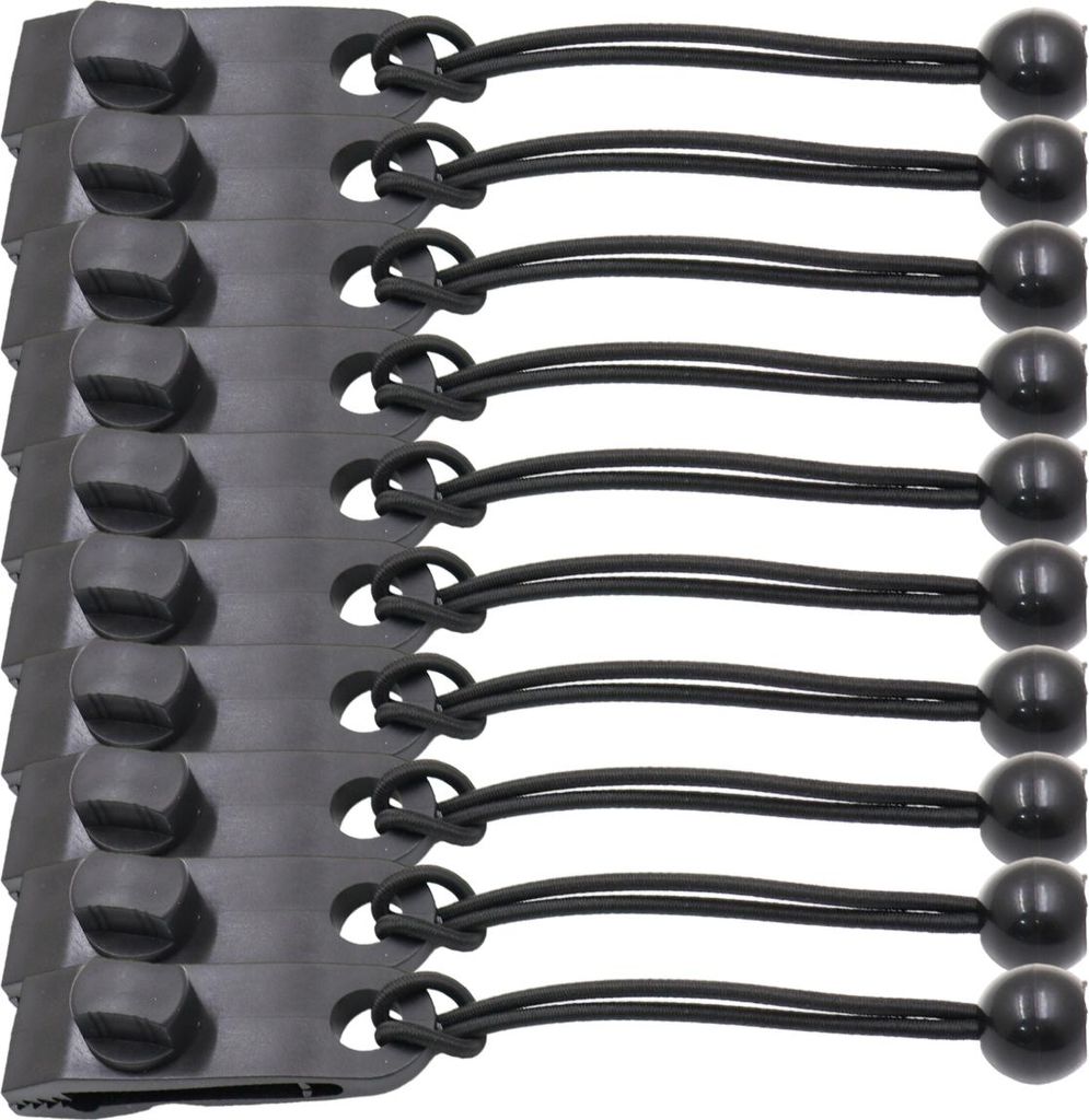 10 Stück Zeltplanenclips, Zeltbefestigungsklemmen, inklusive 10 elastischer Kordeln