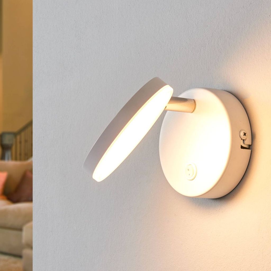 Lindby - Modern Enge runde Wandleuchte mit Schalter inkl. Produktbild 