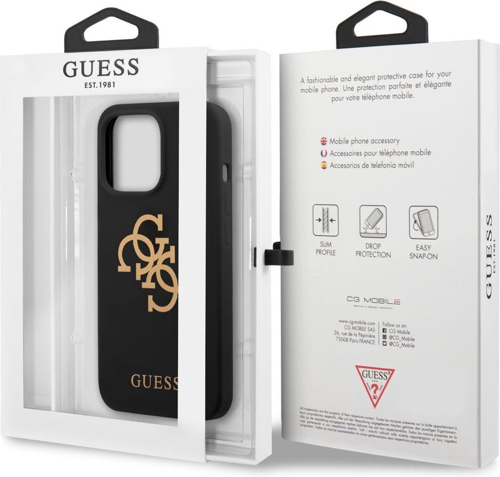 Hülle Guess Guhcp13Lls4Ggbk Für Iphone 13 Pro / 13 - Schwarz Silikon 4G Logo