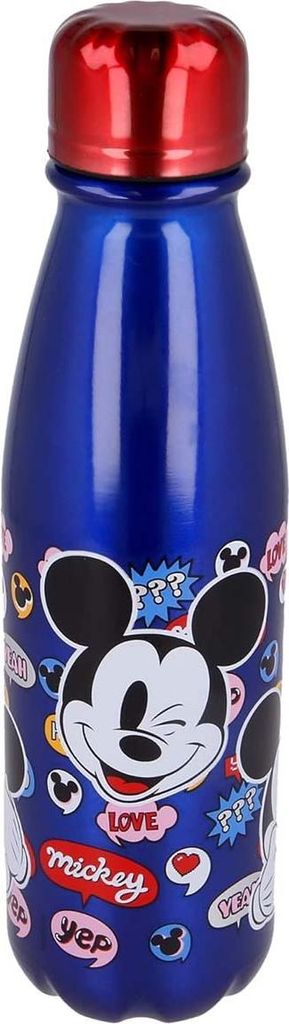 Mickey Mouse, Trinkflasche 600ml mit Ausgießer und Sicherheitsdeckel, Blau