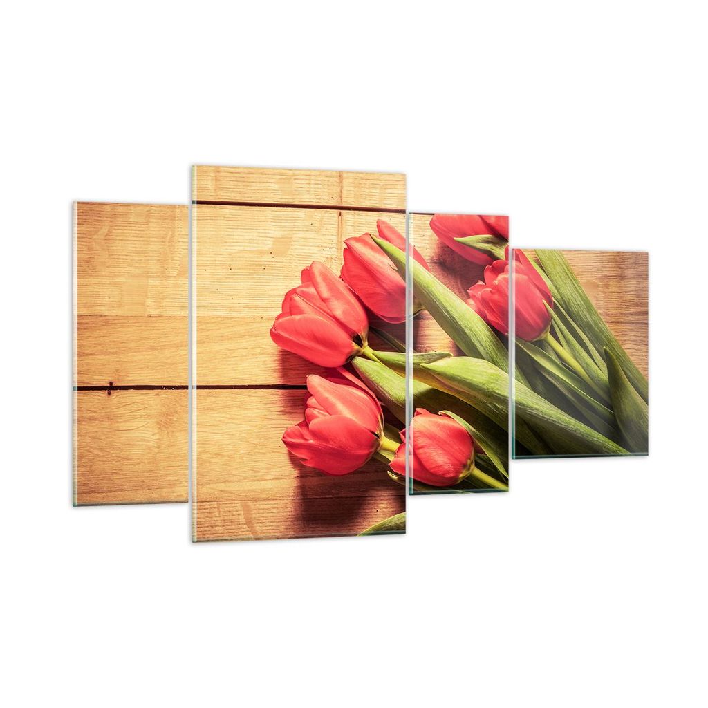 Bilder auf glas - Tulpen Blumenstrauß Sommer Garten - 120x70cm - Glasbilder - Wandbilder - Kunstdruck - Wanddekoration aus Glas - Glas Bilder - Wa...