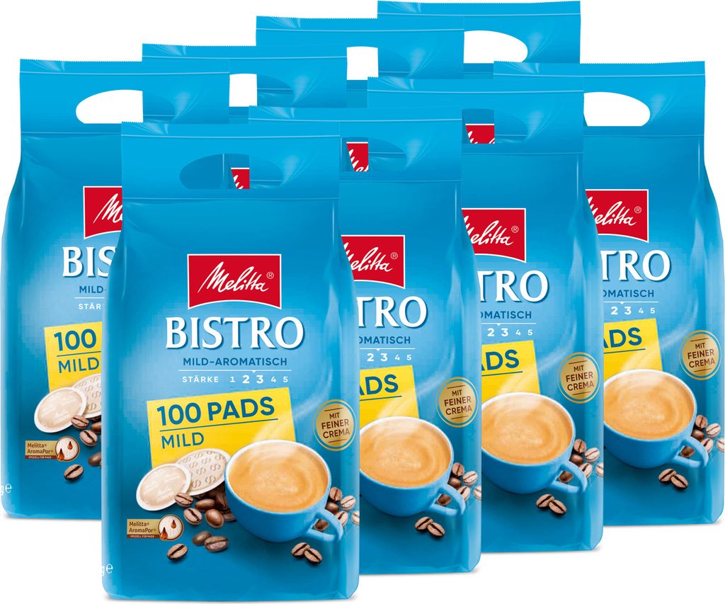 Melitta Bistro mild Pads, Kaffeepads für Pad-Maschinen, 2er / 8er Set