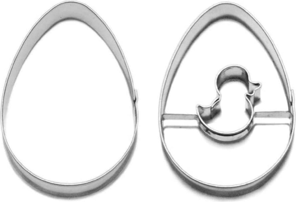 Neustanlo Ausstecher Linzer Ei, zweiteilig, ca. 5.5 cm, Edelstahl (Set Ei und Küken)