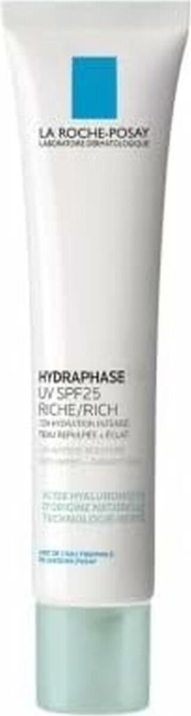 A product shot of a tube of La Roche-Posay Hydraphase HA Nährcreme UV SPF25 Rich.