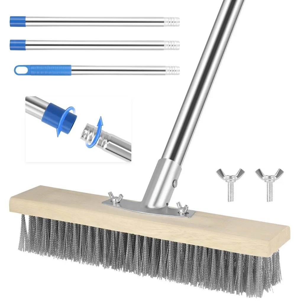 Brosse de piscine pour liner et carrelage manche 1,6m poils acier