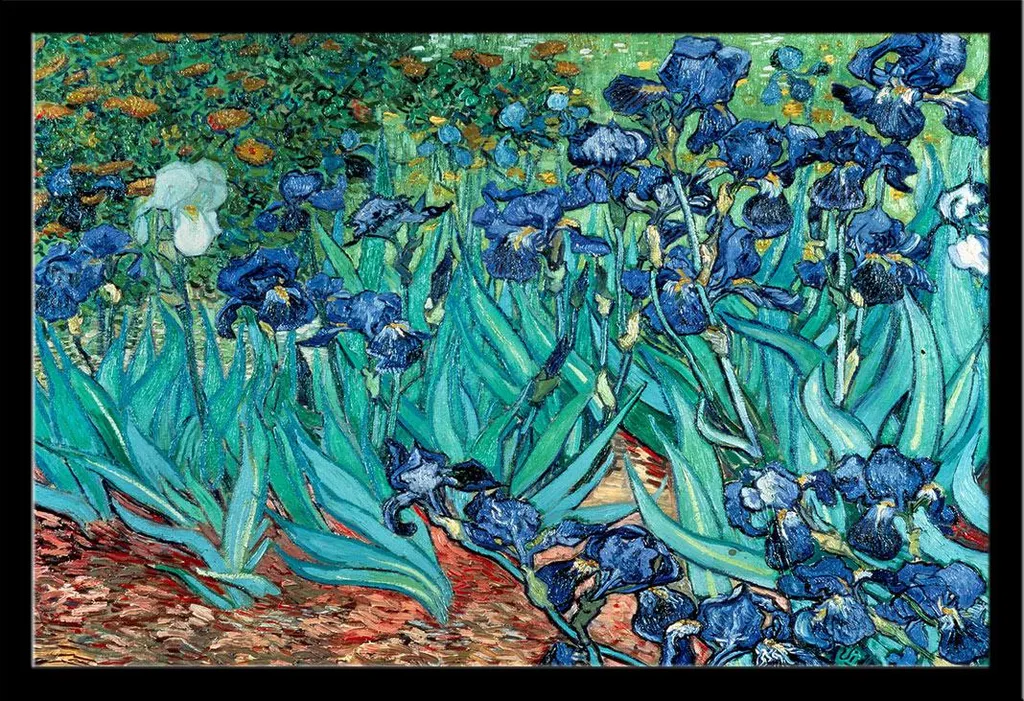 Van Gogh - Poster - Les Iris + cornice rimovibile, Shinsuke® Maxi MDF nero, vetro acrilico