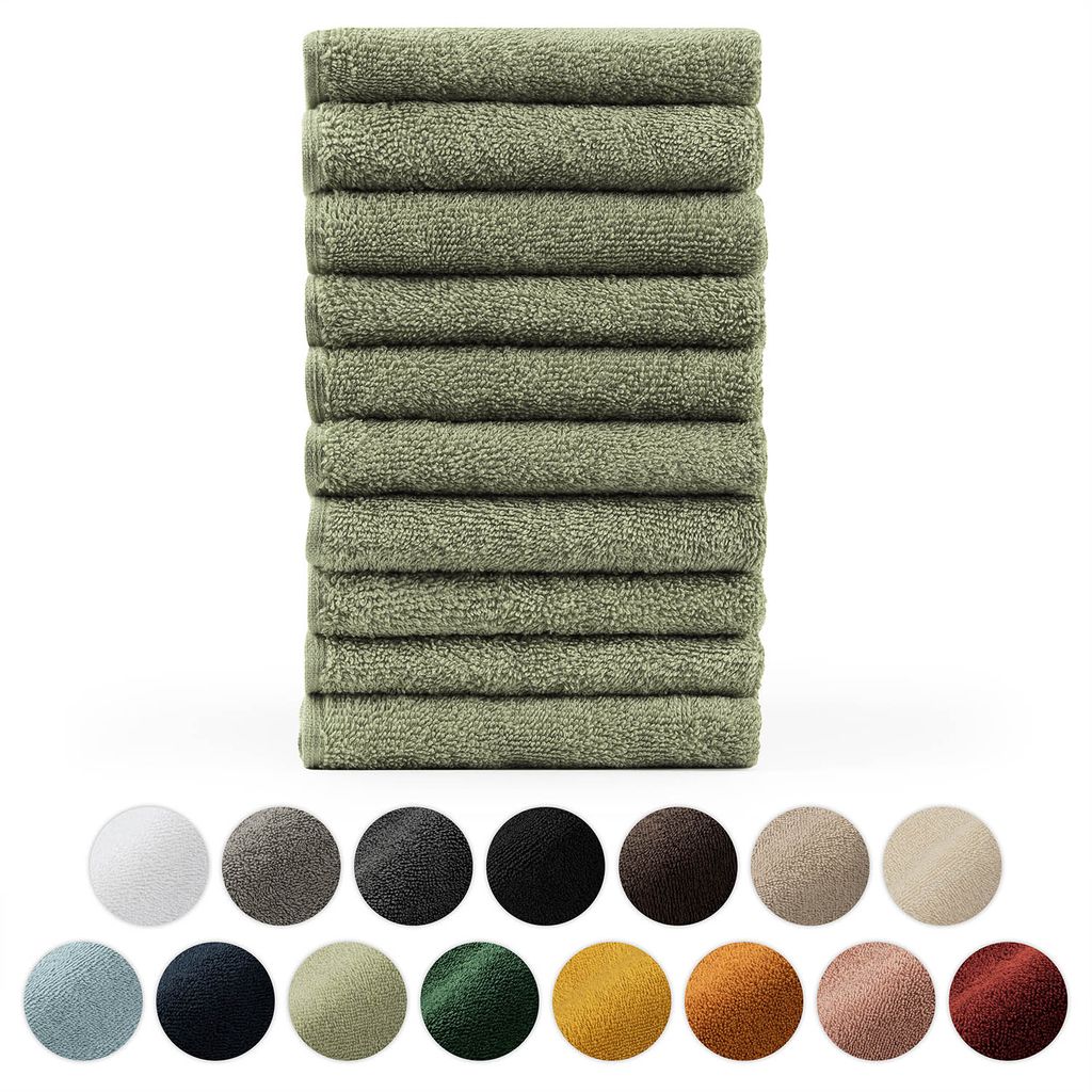 Blumtal Premium Frottier Handtücher Set mit Aufhängschlaufen - Baumwolle , weich, saugstark - 10x Gästehandtücher (30x50 cm), Pastel Green (Grün)