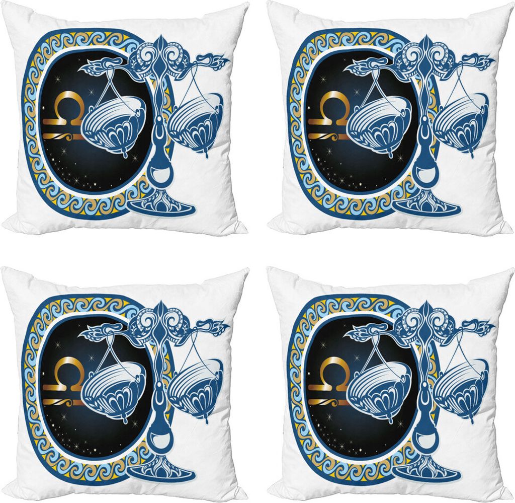 ABAKUHAUS Tierkreis Kissenbezug Set (4 Stück), Zeichen Waage Stern, Moderner Doppelseitiger Digitaldruck, 50 cm x 50 cm, Mehrfarbig