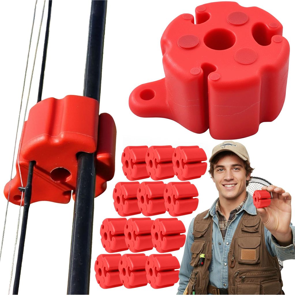 Angelrutenhalter READY Vielseitiger Rod Pod & Ruten Hochelastischer Angelruten-Bündelhalter Silikon Feste Kugel 12 Stück Rot
