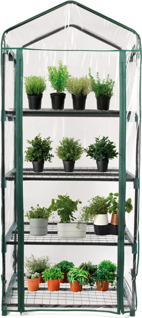 Mini Serra Verticale Giardino 4 Piani 69x49x158cm | Acciaio e PVC