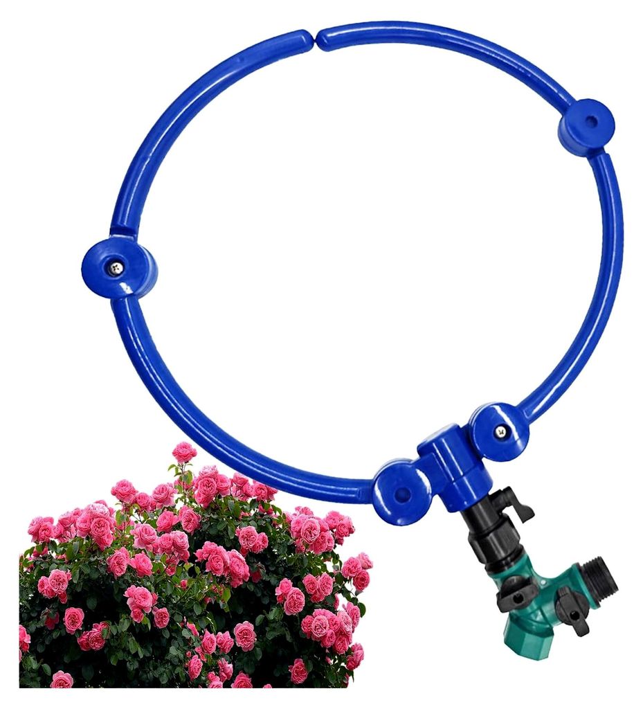 Bewässerungsring | Tropfbewässerungssystem | Verstellbarer 360-Grad-Sprinkler für Gartenbeete, Pflanzen, Terrassen und Sträucher im Außenbereich