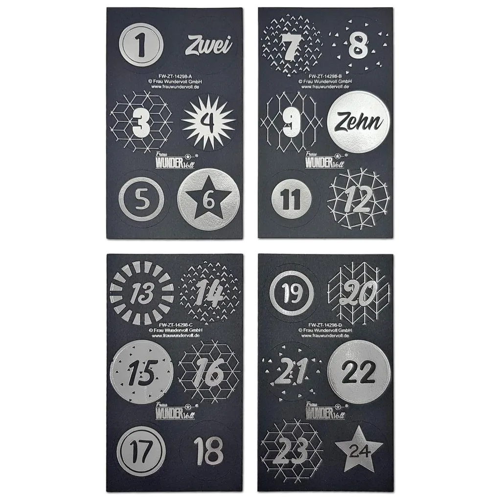 Frau WUNDERVoll Adventskalenderzahlen – 24 Pastell-Aufkleber Für DIY-Kalender (4 Cm)