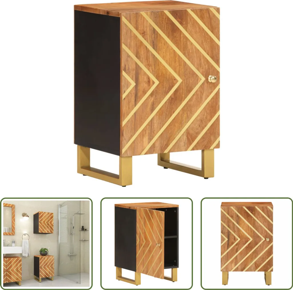 Mobiletto Bagno Rustico Legno Mango Massiccio 38 cm - The Living Store