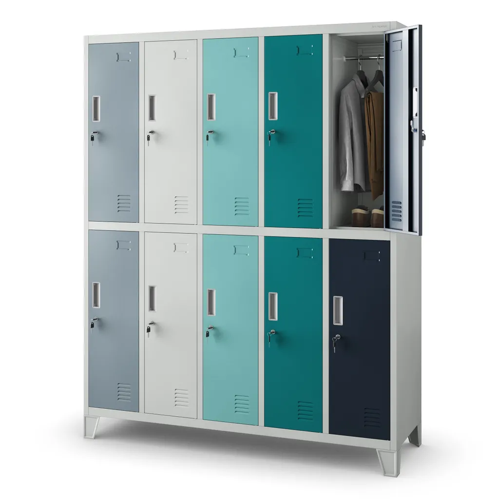 Vestiaire métallique multi-cases avec porte-étiquette et aération
