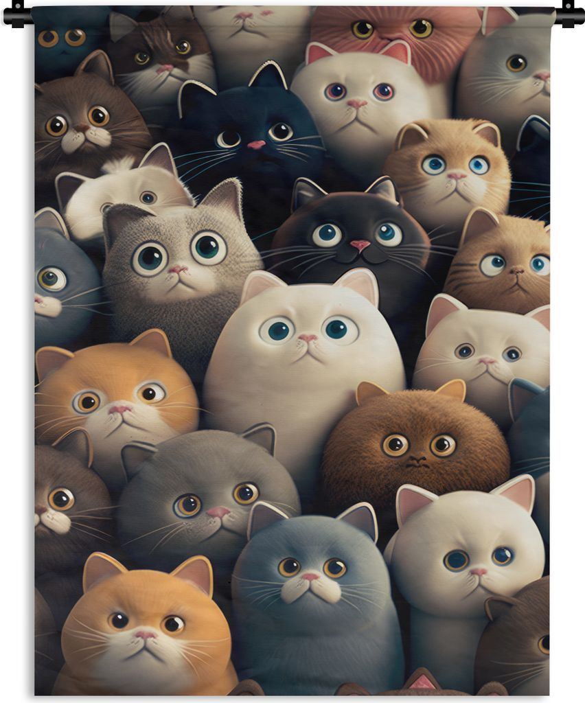 MuchoWow Wandteppich Wandbehang Katzen - Tiere - Katze - Design - Mädchen - Jungen 150x200 cm Tapisserie Dekoration Wandtuch - Wandaufhängung -...