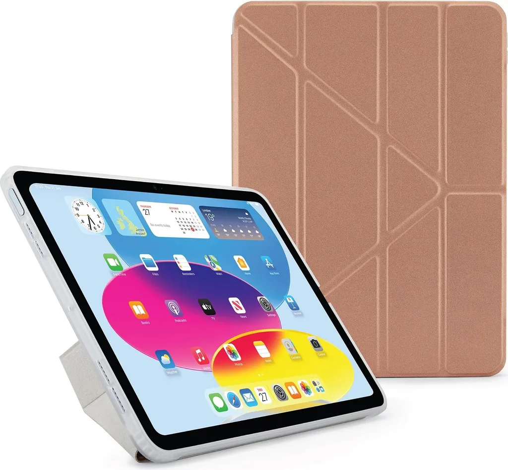 Étui iPad 2022 Pipetto Origami Multifonction avec Support Or Rose