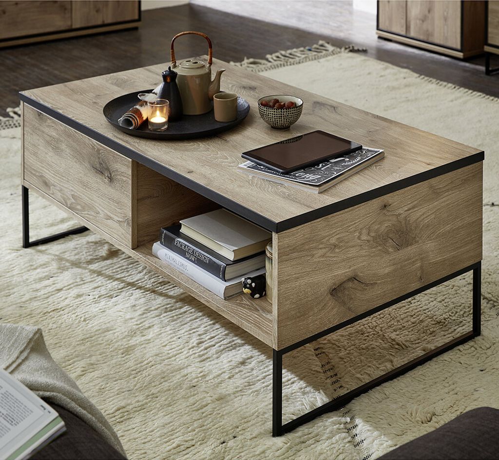 Couchtisch, Eiche mit schwarz, RINGSTED-55