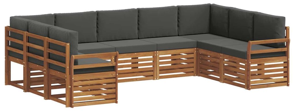 vidaXL Ecksofa Set mit Kissen 9 pcs Natur und Anthrazit