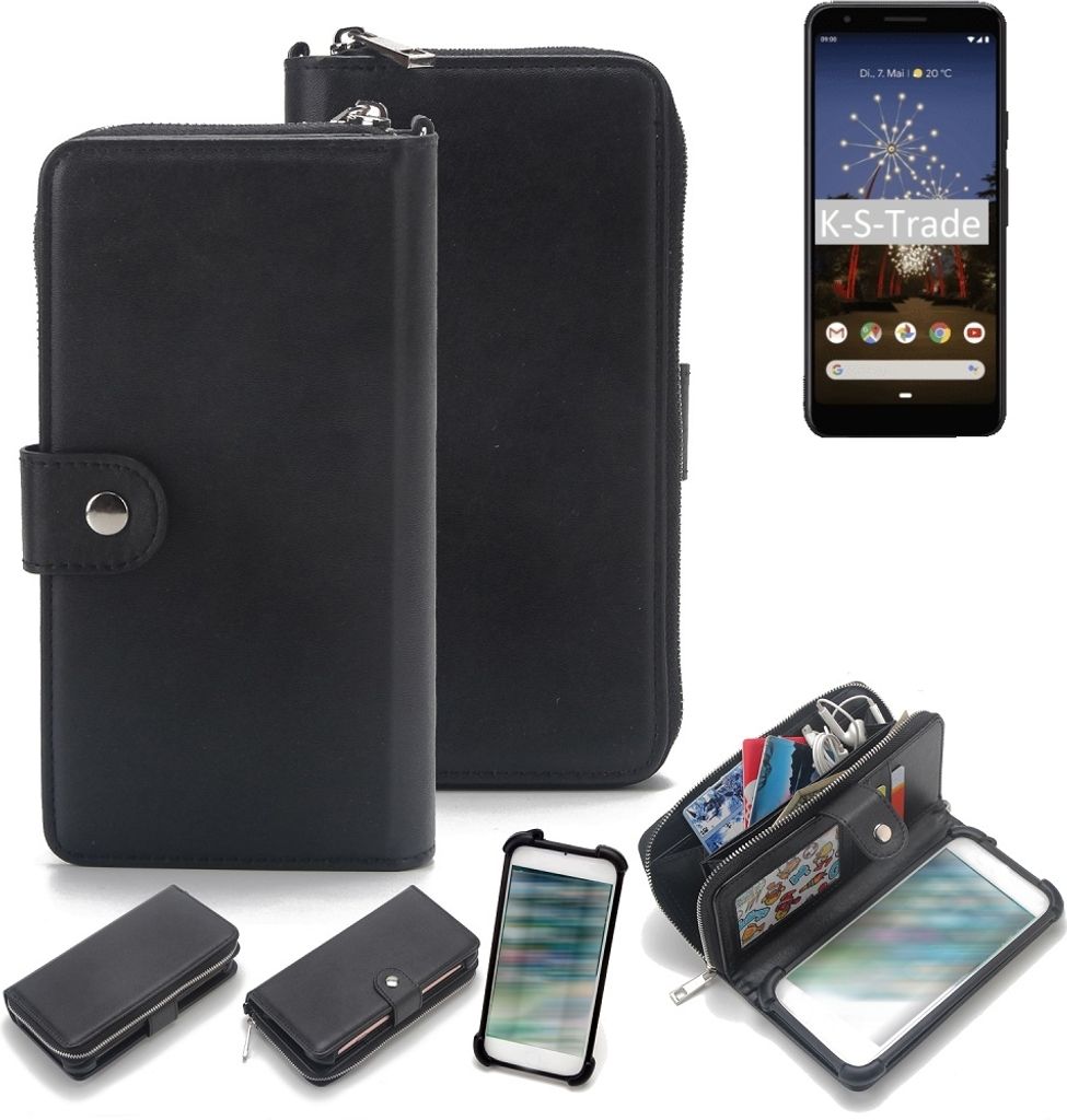K-S-Trade 2in1 Handyhülle Schutzhülle kompatibel mit Google Pixel 3a & Portemonnee Cover Handy Hülle Case Etui Geldbörse Wallet Bookstyle Hülle