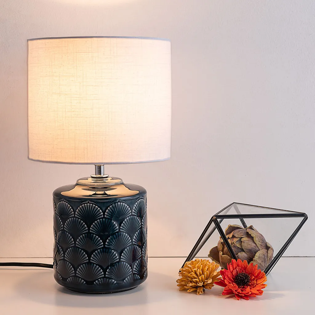 Pauleen Glowing Midnight: Lampada Ceramica Blu per Comodino E14 - 3