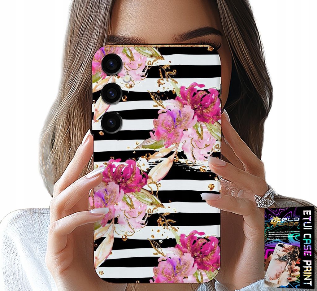 Etui Für Samsung Galaxy A04S - Floral Mit Schwarz-Weissem Streifenmuster