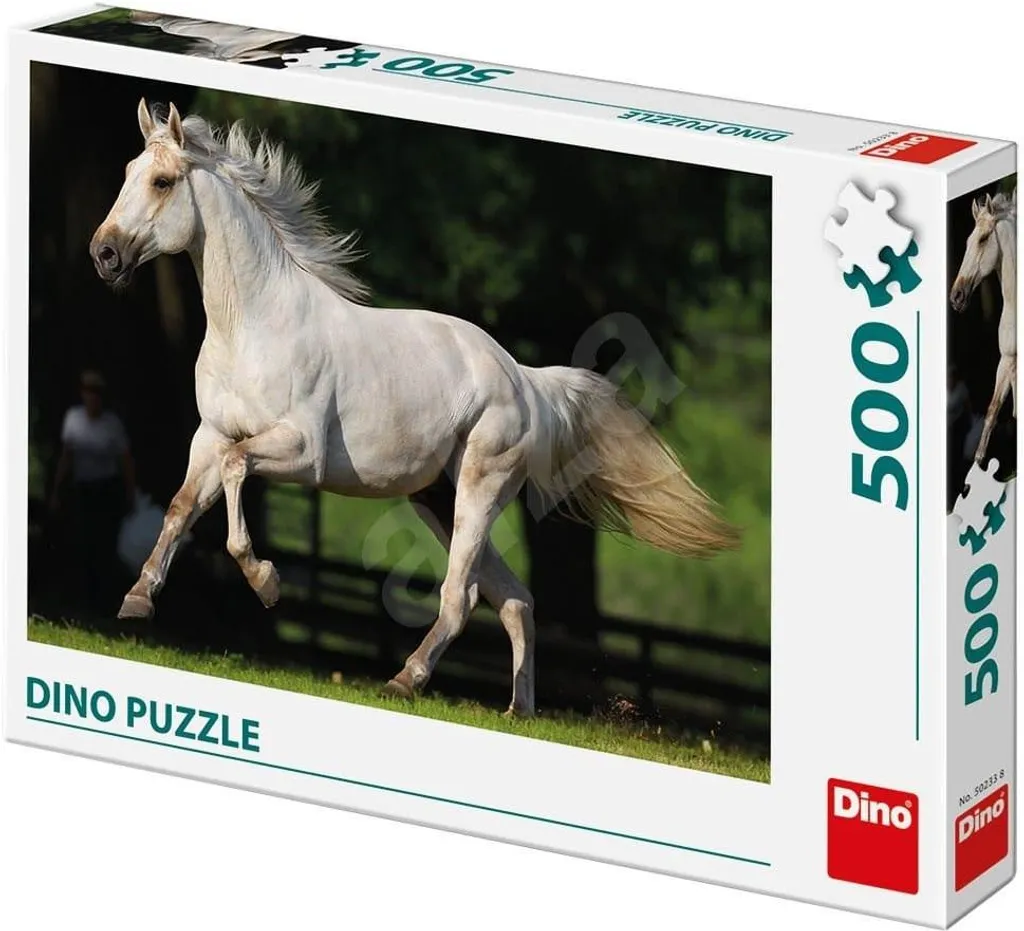 Puzzle 500 pièces Cheval blanc et paysage de prairie de la marque DINO