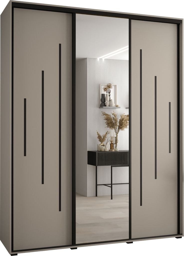 Kryspol Dakota 13 Schrank, drei Türen - 235,2x200x60cm - Kaschmir Schwarz