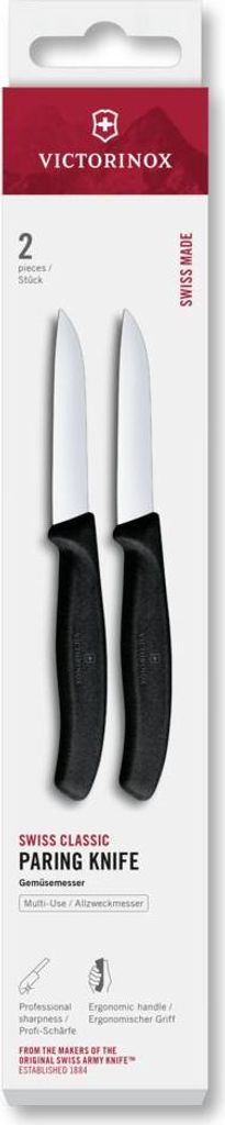 Swiss Classic, Gemüsemesser, 2tlg, 8cm, gerade, schwarz, Box
