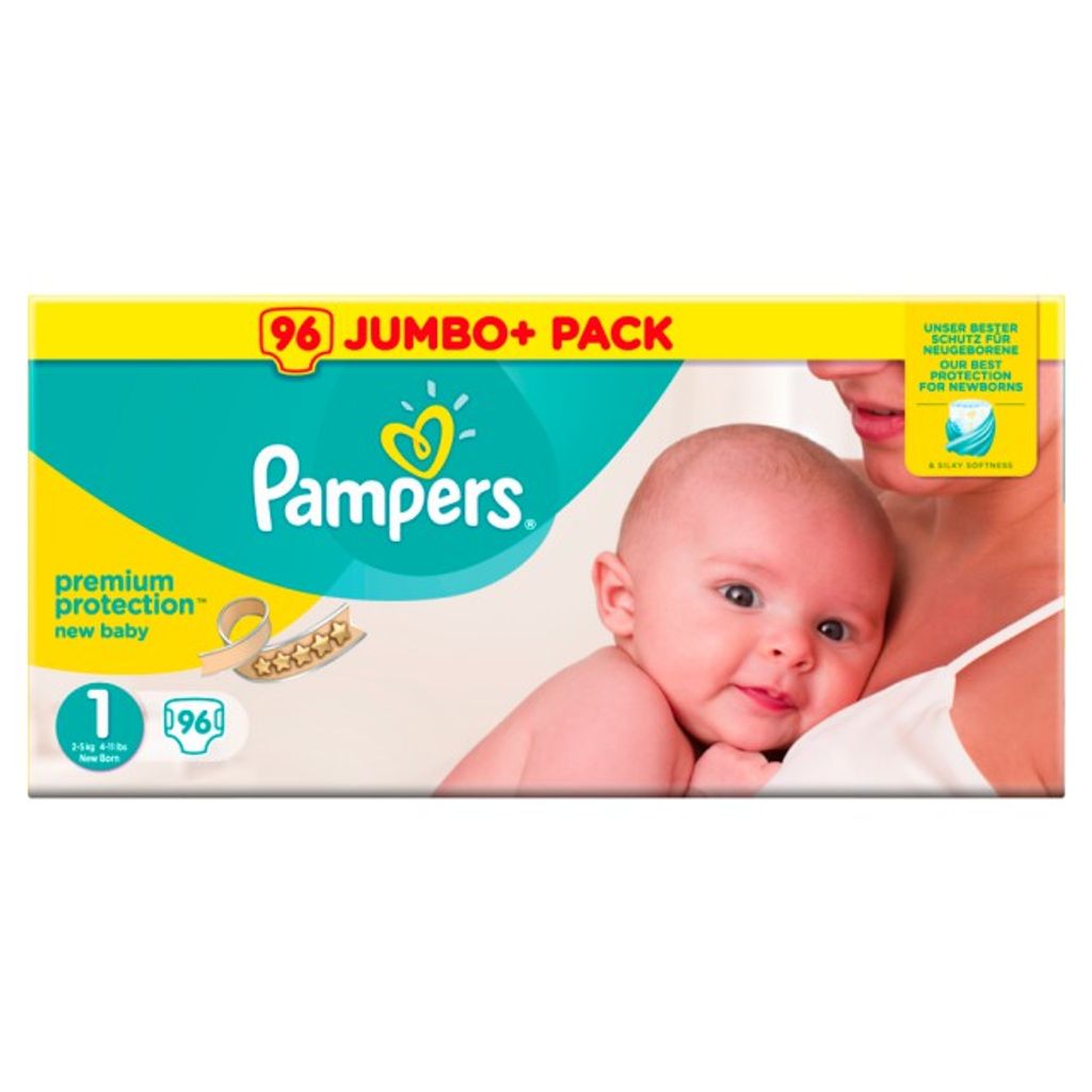Premium Protection Baby Windeln Pampers Größe 1 96 Stück HALBMONATSBOX 2-5kg 