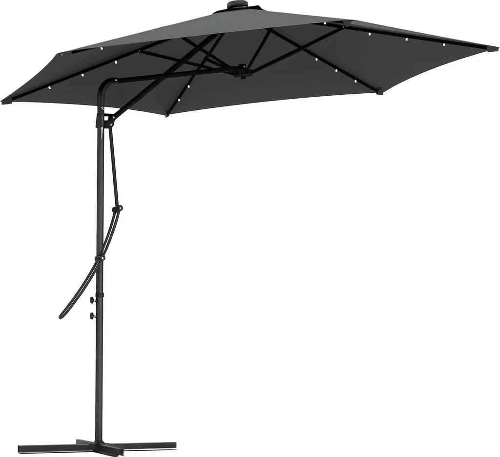 Parasol de jardin excentré 3m gris anthracite à LED pour terrasse chic