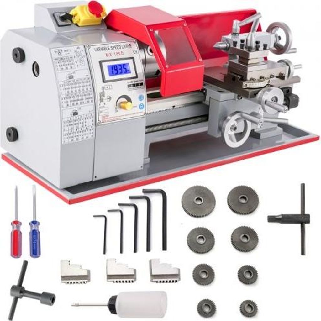 VEVOR 7 × 12 Mini-Metalldrehmaschine, automatisches Bohren von Metall und Holz, 600 W, Metallbearbeitung, Holzbearbeitung, motorisiertes Fräsen