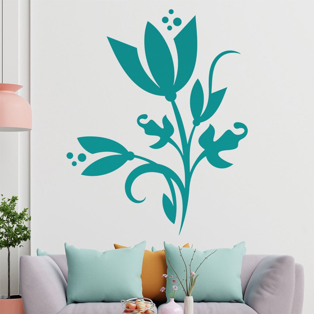 Blüte Blume Tribal Wandtattoo in 6 Größen - Wandaufkleber Wall Sticker - Dekoration, Küche, Wohnzimmer, Schlafzimmer, Badezimmer