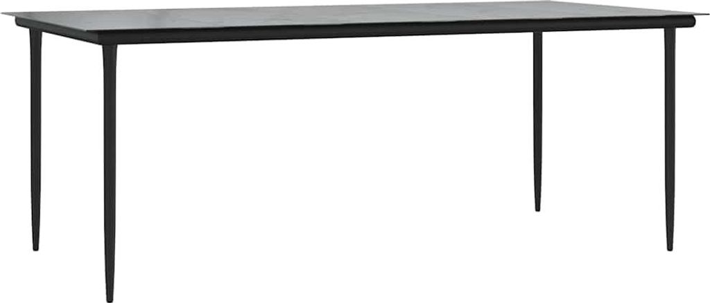 vidaXL Garten-Esstisch Schwarz 200x100x74 cm Stahl und Hartglas