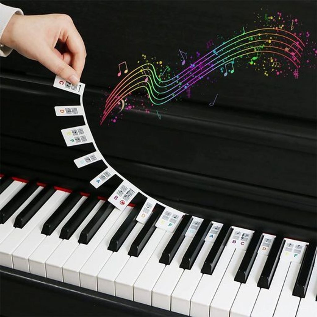 Aufkleber Farbe Kieselgel Entfernbar Klavier Keyboard für 61 Tasten Tastatur