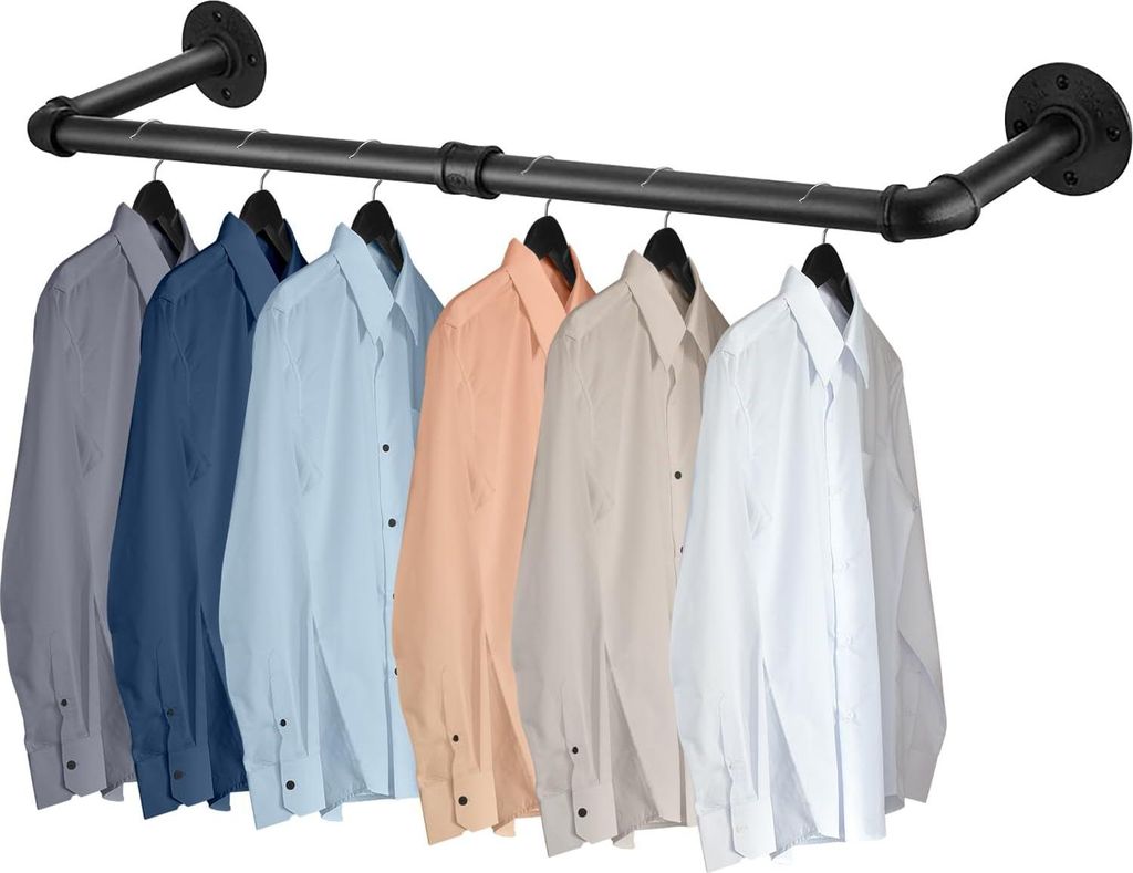 Allecto Premium - 90 cm Industrielle Kleiderstange aus schwerem Metall - wandmontiert - abnehmbare hängende Stangen - Schlafzimmer Kleiderorganisa...