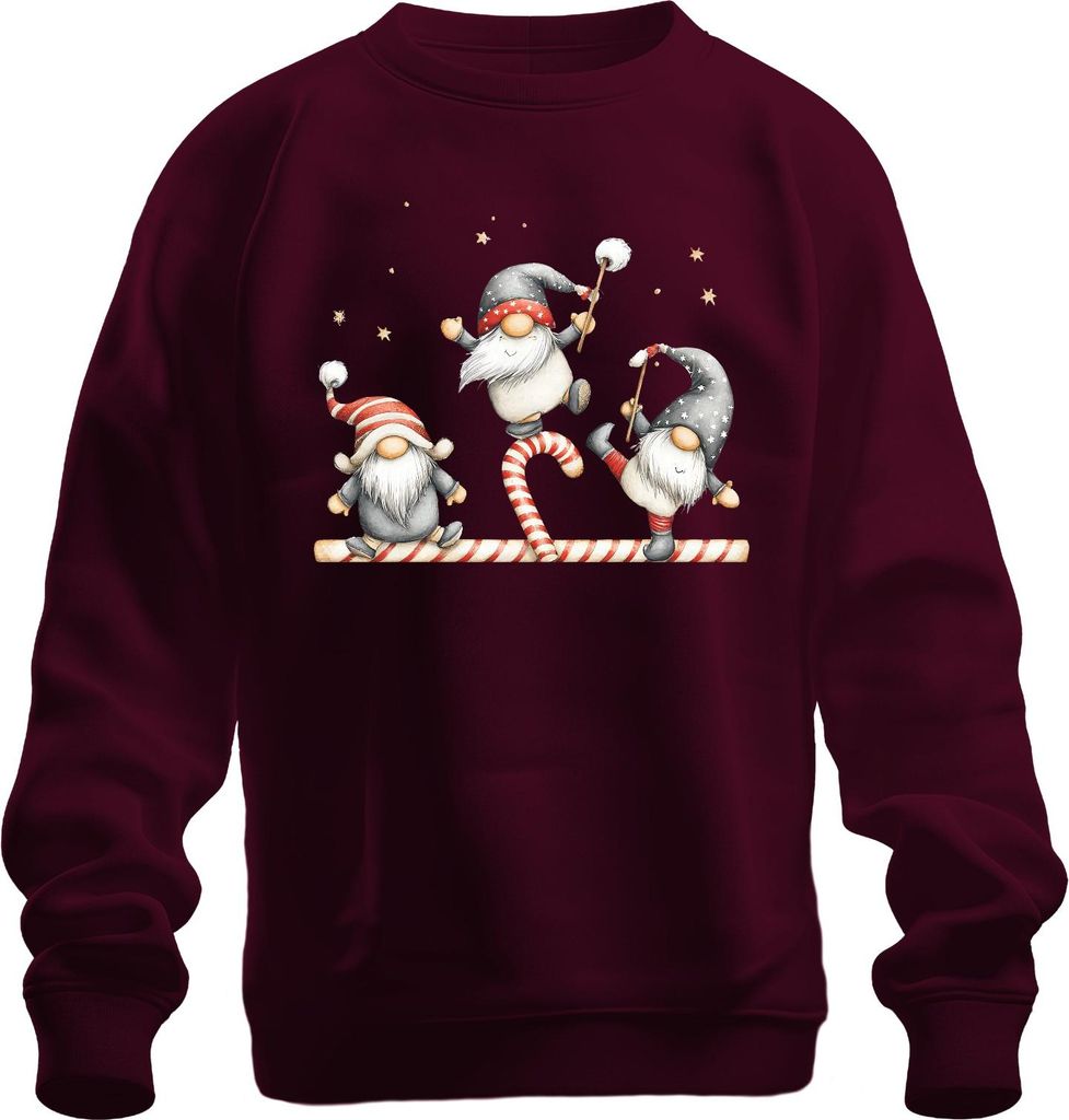 Weihnachtswichtel Zuckerstange süß lustig Geschenk Weihnachten Uni Sweatshirt Pullover, Burgundy, L