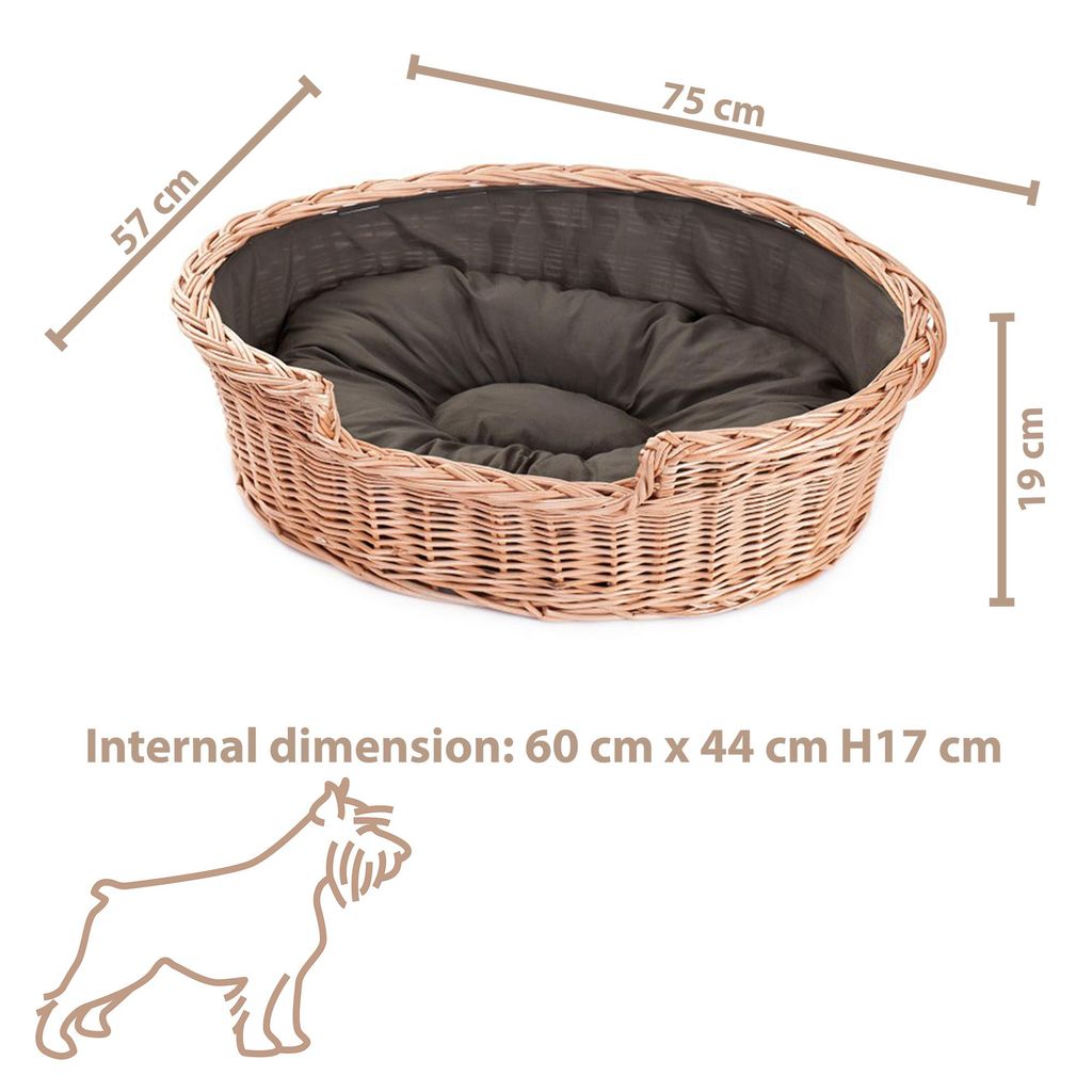 Cestino per cani in vimini ovale con cuscino 75X57 H19 CM Immagine del prodotto 