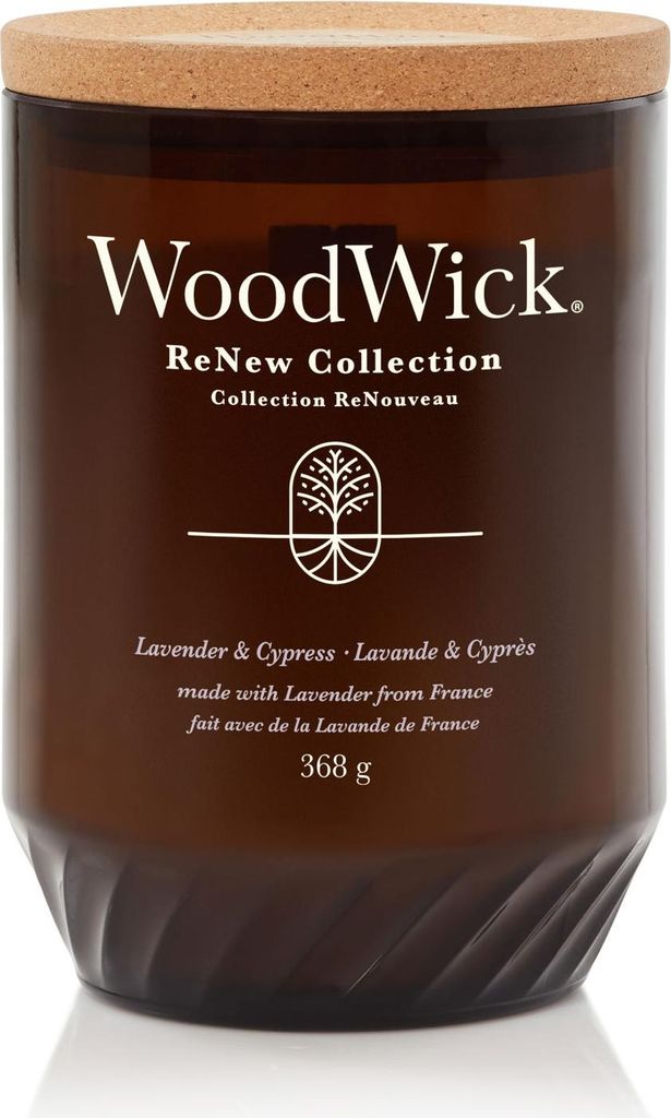 WoodWick Duftkerze Large - ReNew - Lavendel & Zypresse - 13 cm / ø 9 cm